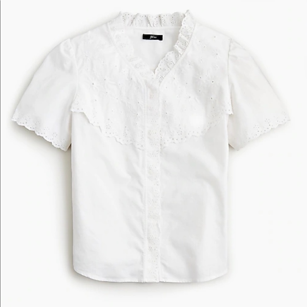 FREE ADD ON or 3/$10 NWT J. Crew Ruffle Bib Top with Embroidered Eyelet